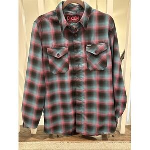 Dixxon Shreddy Flannel Shirt Mens M Blue Pink Black Shadow Plaid Long Sleeve